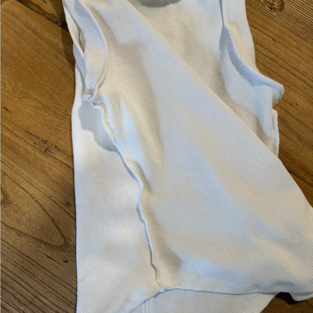 Kids White Ribbed Tank Top - Picture 6 of 6